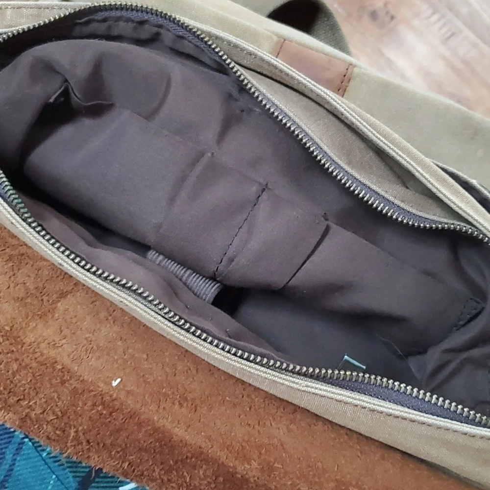 Tiding leather and canvas messenger laptop bag